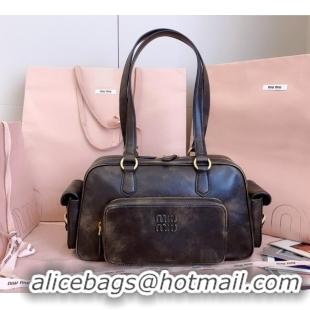 Promotional Miu Miu Pocket nappa leather top-handle bag 5BB179 Coffee Brown 2025
