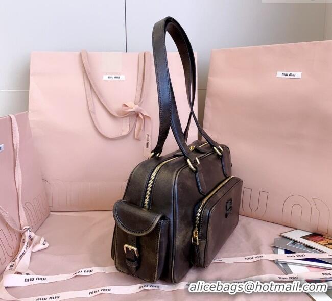 Promotional Miu Miu Pocket nappa leather top-handle bag 5BB179 Coffee Brown 2025