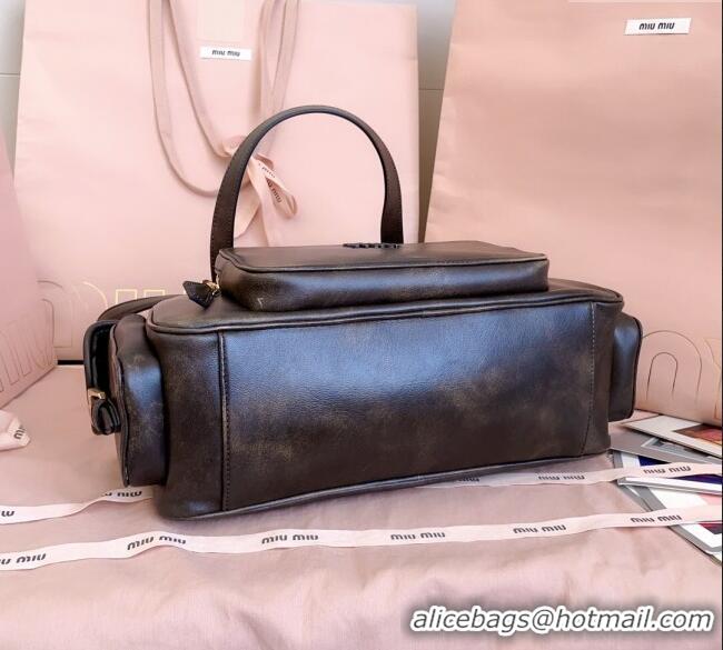 Promotional Miu Miu Pocket nappa leather top-handle bag 5BB179 Coffee Brown 2025