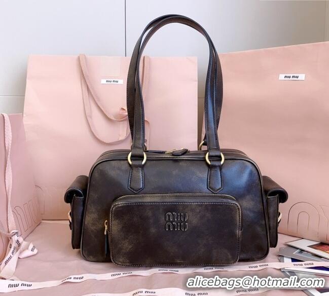 Promotional Miu Miu Pocket nappa leather top-handle bag 5BB179 Coffee Brown 2025