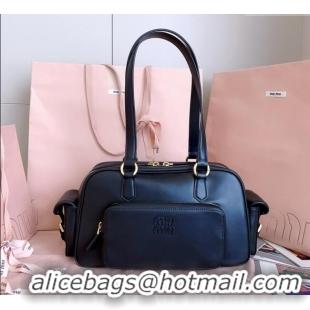 Fashion Discount Miu Miu Pocket nappa leather top-handle bag 5BB179 Black 2025