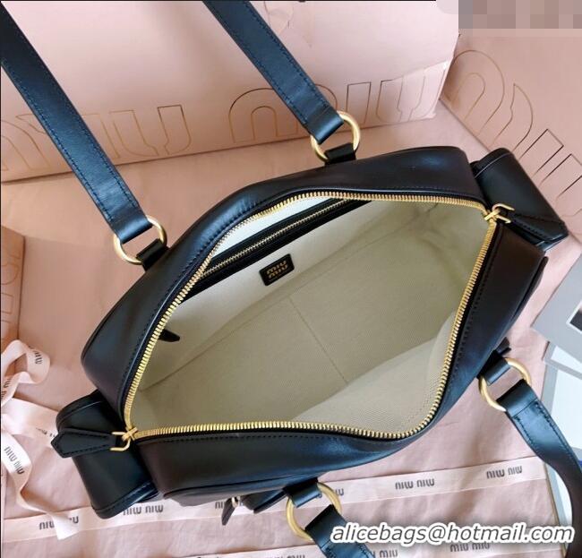 Fashion Discount Miu Miu Pocket nappa leather top-handle bag 5BB179 Black 2025