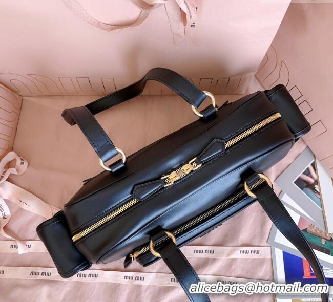 Fashion Discount Miu Miu Pocket nappa leather top-handle bag 5BB179 Black 2025