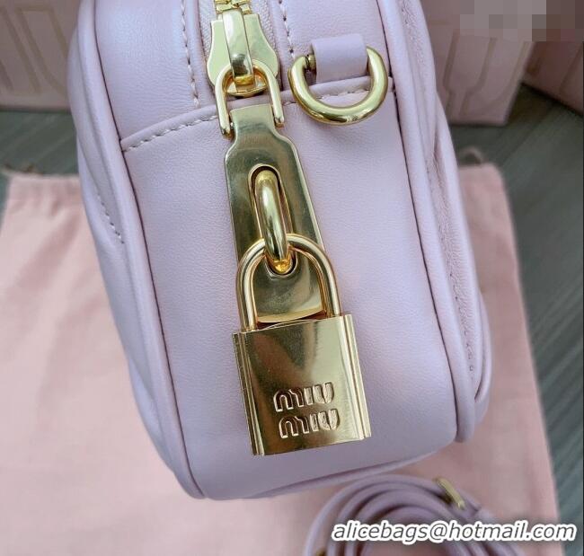 Top Design Miu Miu Matelasse Nappa Leather Top Handle Bag 5BB123 Alabaster Pink 2025