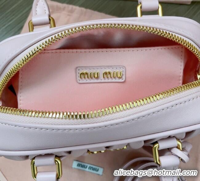 Top Design Miu Miu Matelasse Nappa Leather Top Handle Bag 5BB123 Alabaster Pink 2025