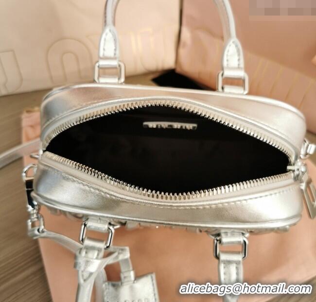 Super Quality Miu Miu Matelasse Nappa Leather Top Handle Bag 5BB123 Silver 2025