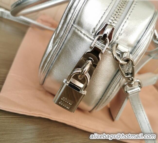 Super Quality Miu Miu Matelasse Nappa Leather Top Handle Bag 5BB123 Silver 2025