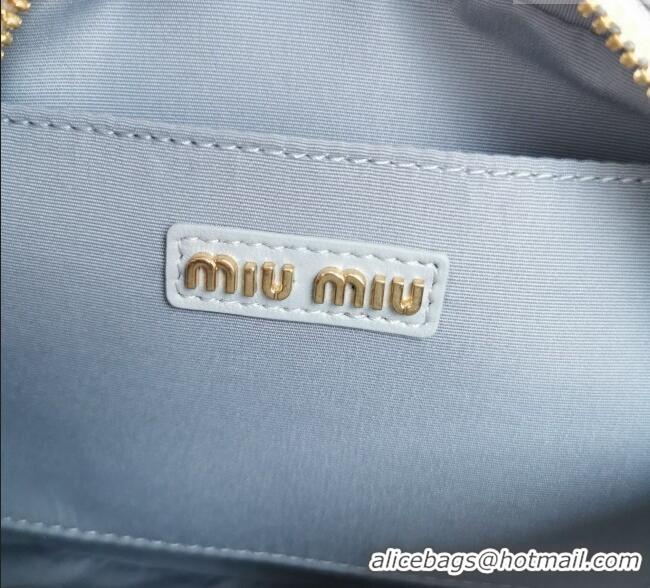 Luxury Cheap Miu Miu Matelasse Nappa Leather Top Handle Bag 5BB123 Light Grey 2025