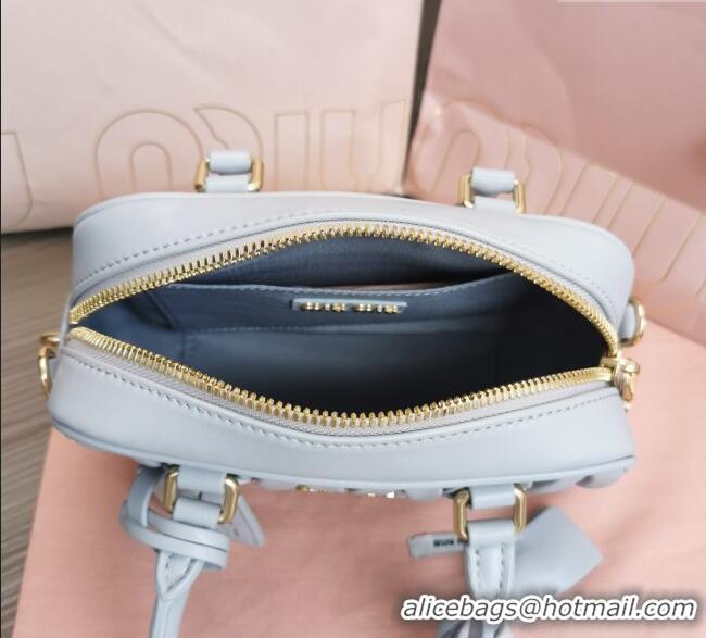 Luxury Cheap Miu Miu Matelasse Nappa Leather Top Handle Bag 5BB123 Light Grey 2025