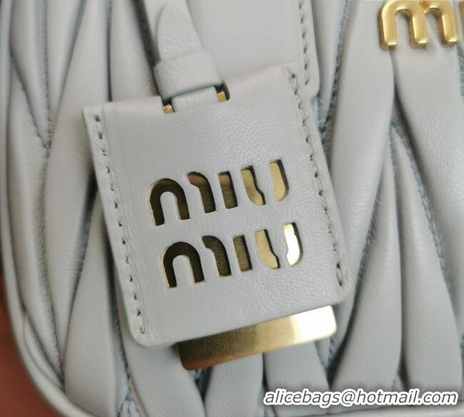 Luxury Cheap Miu Miu Matelasse Nappa Leather Top Handle Bag 5BB123 Light Grey 2025