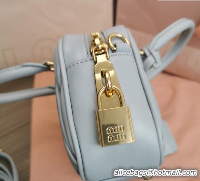 Luxury Cheap Miu Miu Matelasse Nappa Leather Top Handle Bag 5BB123 Light Grey 2025