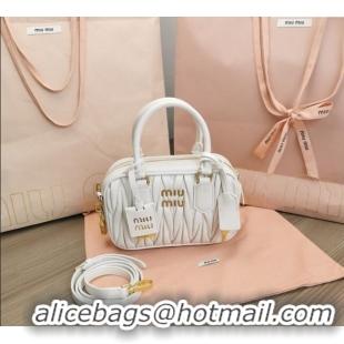 Well Crafted Miu Miu Matelasse Nappa Leather Top Handle Bag 5BB123 White 2025