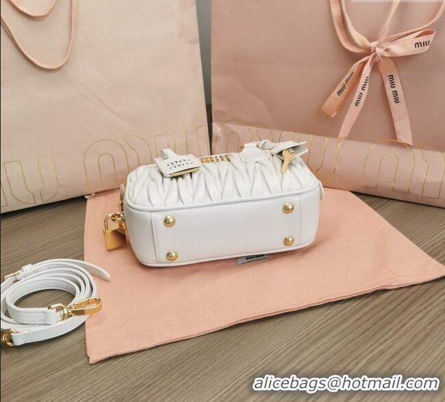 Well Crafted Miu Miu Matelasse Nappa Leather Top Handle Bag 5BB123 White 2025