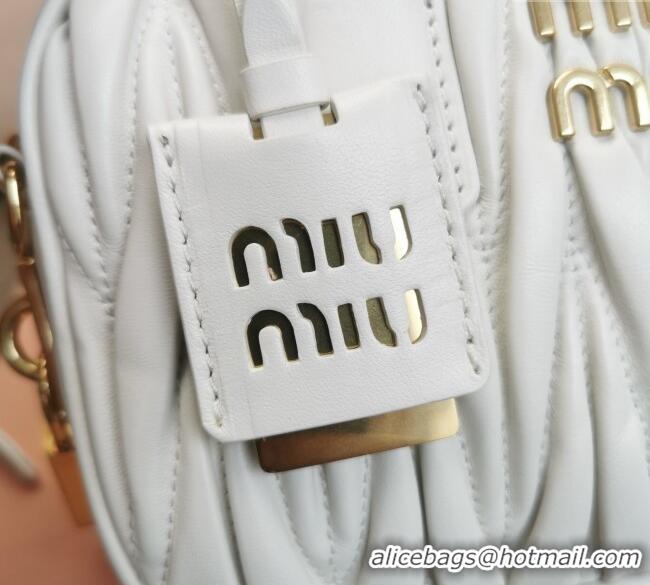 Well Crafted Miu Miu Matelasse Nappa Leather Top Handle Bag 5BB123 White 2025