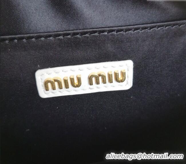 Well Crafted Miu Miu Matelasse Nappa Leather Top Handle Bag 5BB123 White 2025