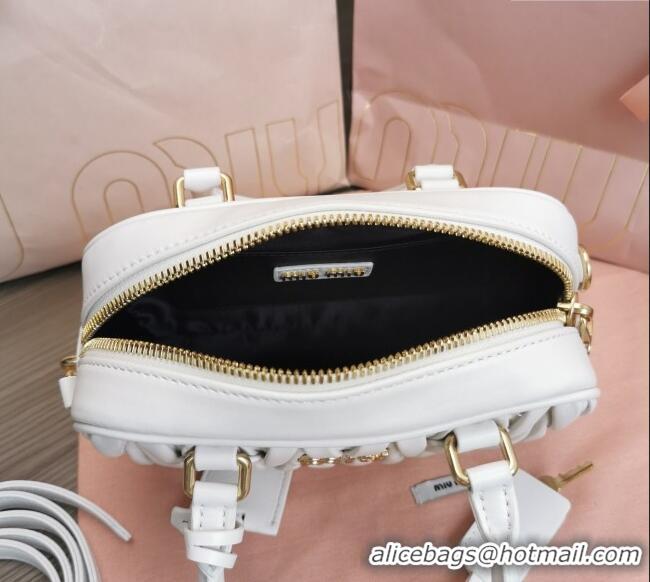 Well Crafted Miu Miu Matelasse Nappa Leather Top Handle Bag 5BB123 White 2025