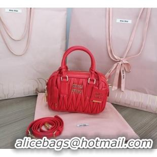 Well Crafted Miu Miu Matelasse Nappa Leather Top Handle Bag 5BB123 Red 2025