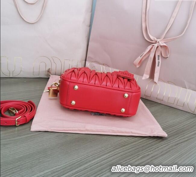 Well Crafted Miu Miu Matelasse Nappa Leather Top Handle Bag 5BB123 Red 2025