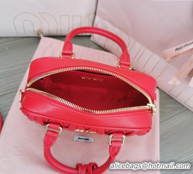 Well Crafted Miu Miu Matelasse Nappa Leather Top Handle Bag 5BB123 Red 2025