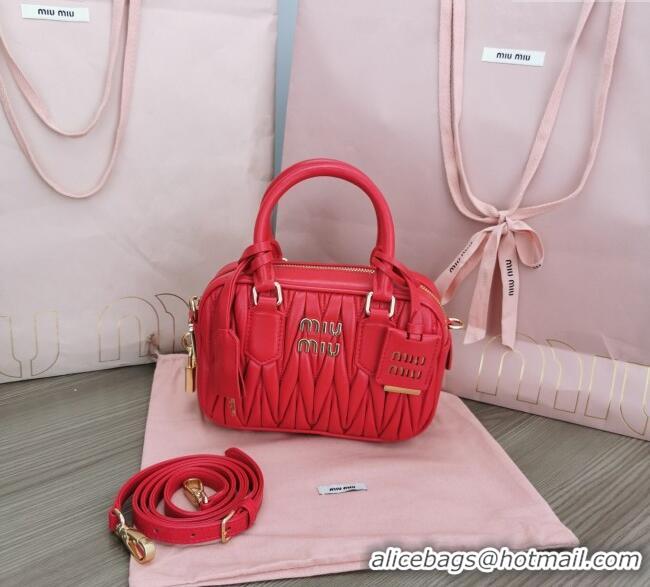 Well Crafted Miu Miu Matelasse Nappa Leather Top Handle Bag 5BB123 Red 2025
