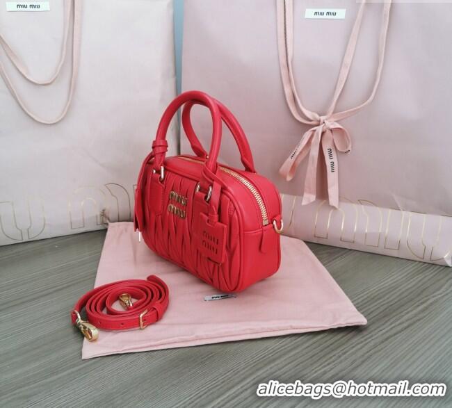 Well Crafted Miu Miu Matelasse Nappa Leather Top Handle Bag 5BB123 Red 2025