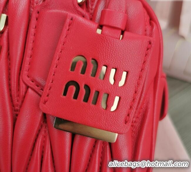 Well Crafted Miu Miu Matelasse Nappa Leather Top Handle Bag 5BB123 Red 2025