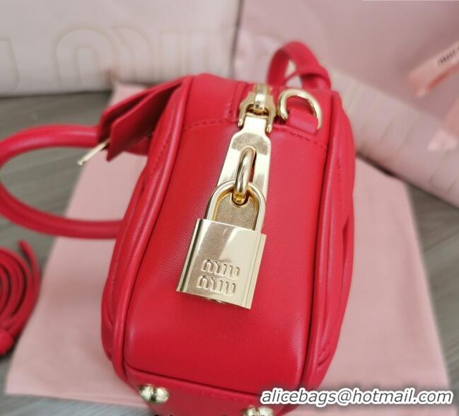 Well Crafted Miu Miu Matelasse Nappa Leather Top Handle Bag 5BB123 Red 2025