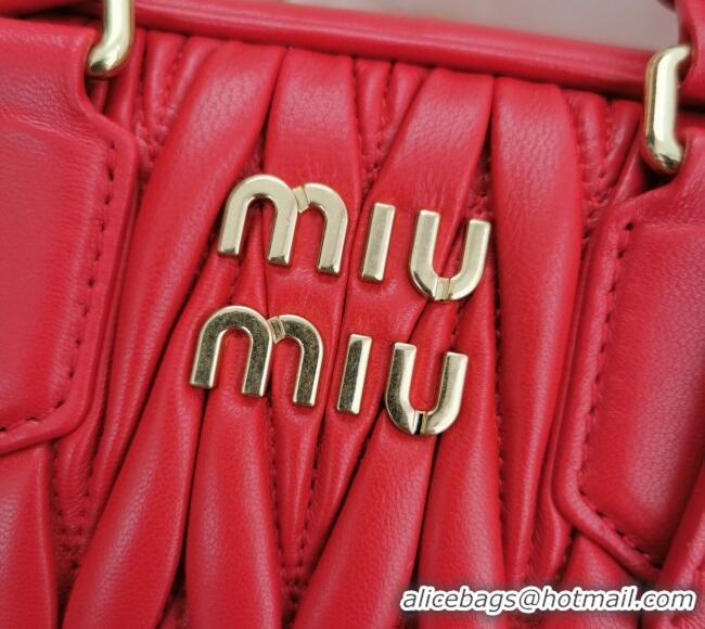 Well Crafted Miu Miu Matelasse Nappa Leather Top Handle Bag 5BB123 Red 2025