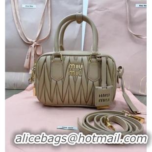 Well Crafted Miu Miu Matelasse Nappa Leather Top Handle Bag 5BB123 Beige 2025