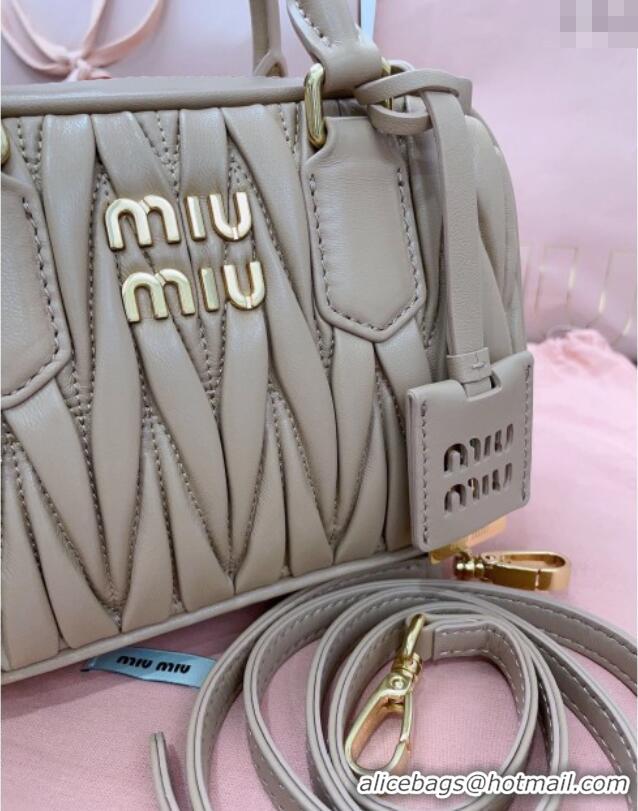 Well Crafted Miu Miu Matelasse Nappa Leather Top Handle Bag 5BB123 Beige 2025