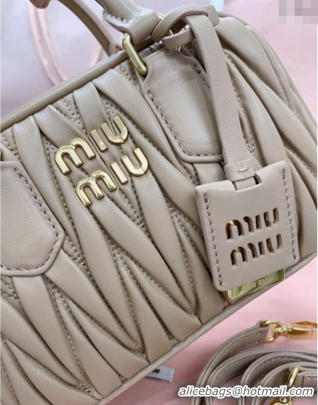 Well Crafted Miu Miu Matelasse Nappa Leather Top Handle Bag 5BB123 Beige 2025