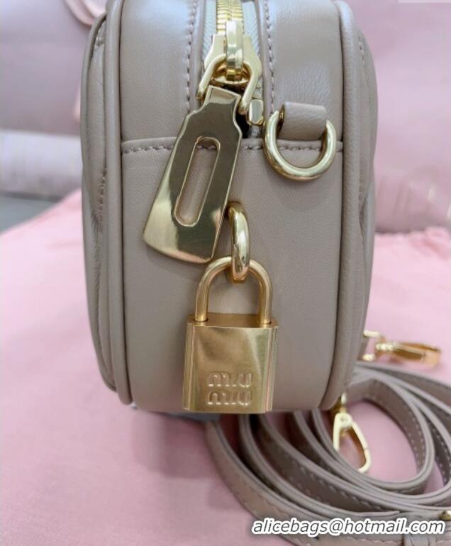 Well Crafted Miu Miu Matelasse Nappa Leather Top Handle Bag 5BB123 Beige 2025