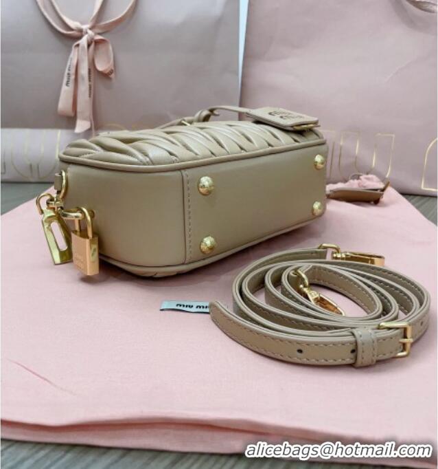 Well Crafted Miu Miu Matelasse Nappa Leather Top Handle Bag 5BB123 Beige 2025