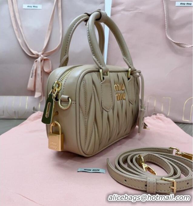 Well Crafted Miu Miu Matelasse Nappa Leather Top Handle Bag 5BB123 Beige 2025
