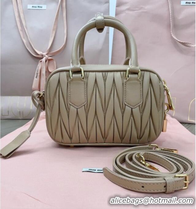 Well Crafted Miu Miu Matelasse Nappa Leather Top Handle Bag 5BB123 Beige 2025