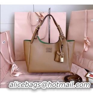 Famous Brand Miu Miu Leather handbag 5BA304 Caramel Brown 2025