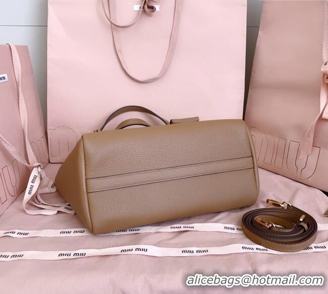 Famous Brand Miu Miu Leather handbag 5BA304 Caramel Brown 2025