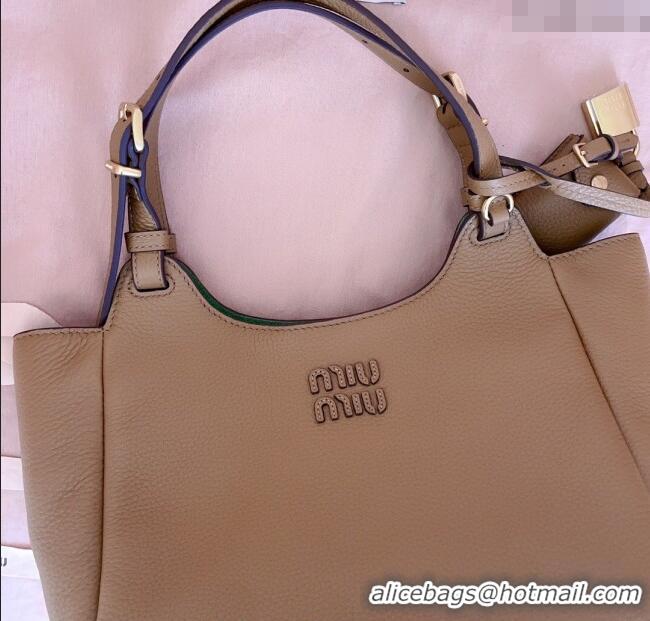 Famous Brand Miu Miu Leather handbag 5BA304 Caramel Brown 2025