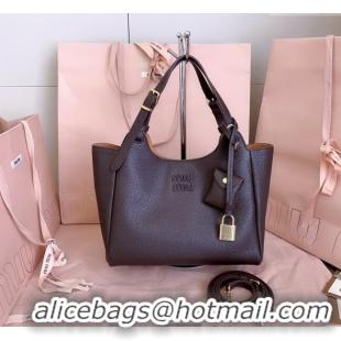 Best Price Miu Miu Leather handbag 5BA304 Dark Brown 2025