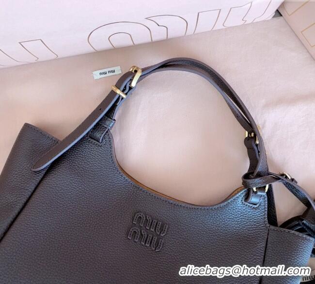 Best Price Miu Miu Leather handbag 5BA304 Dark Brown 2025