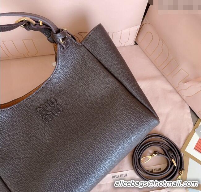 Best Price Miu Miu Leather handbag 5BA304 Dark Brown 2025