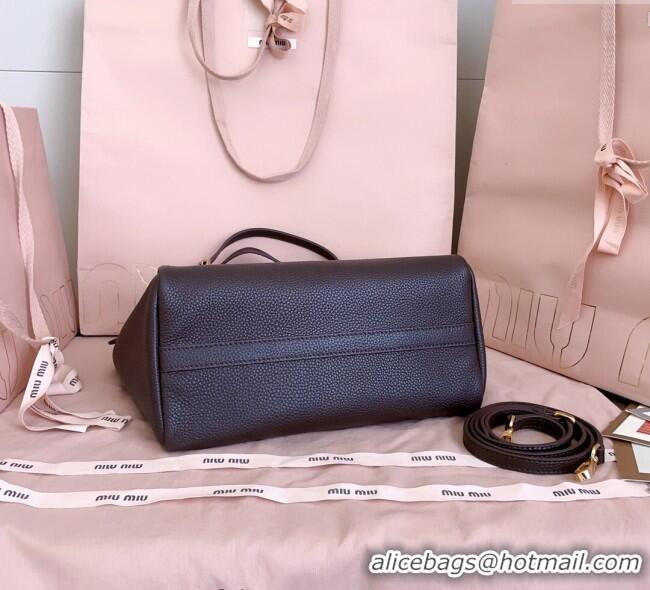 Best Price Miu Miu Leather handbag 5BA304 Dark Brown 2025