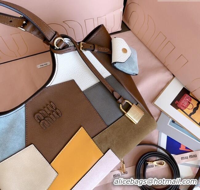 Well Crafted Miu Miu Patchwork Leather handbag 5BA304 Brown 2025