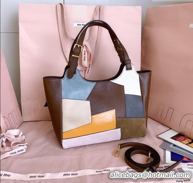 Well Crafted Miu Miu Patchwork Leather handbag 5BA304 Brown 2025
