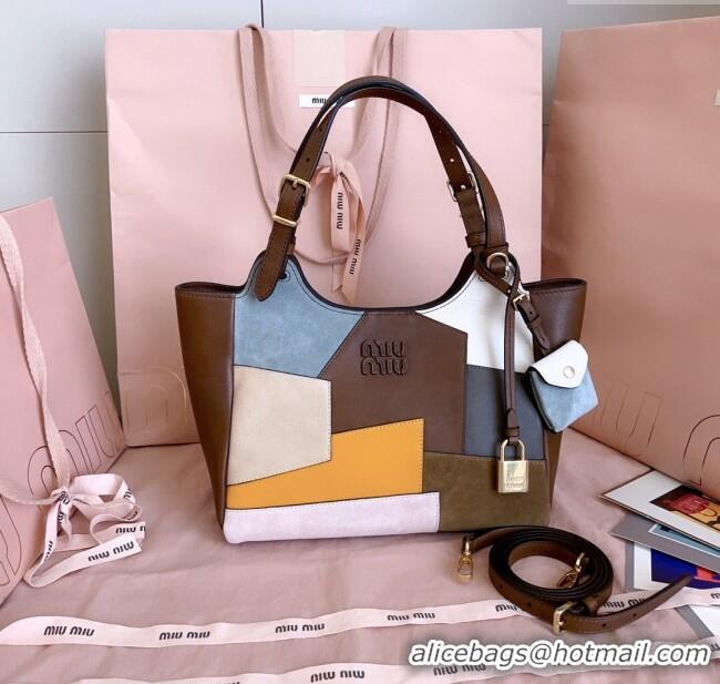Well Crafted Miu Miu Patchwork Leather handbag 5BA304 Brown 2025