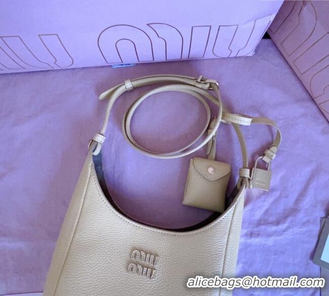 Reasonable Price Miu Miu Leather bucket bag 5BE099 Ginista Yellow 2025
