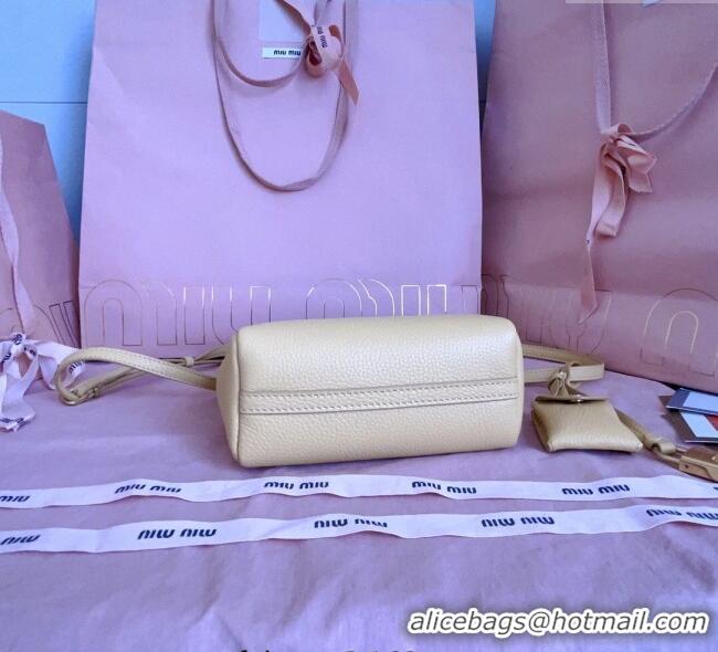 Reasonable Price Miu Miu Leather bucket bag 5BE099 Ginista Yellow 2025