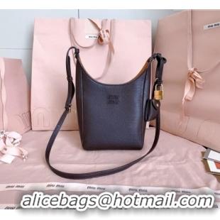 Shop Inexpensive Miu Miu Leather bucket bag 5BE099 Dark Brown 2025