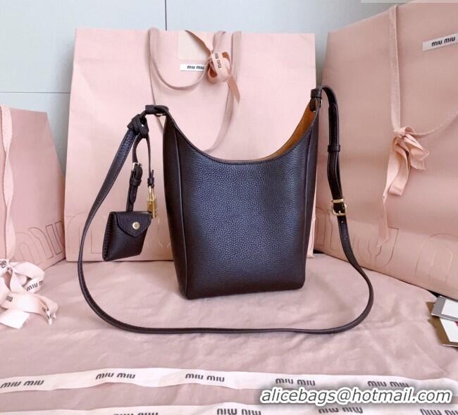 Shop Inexpensive Miu Miu Leather bucket bag 5BE099 Dark Brown 2025
