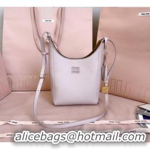 Luxury Discount Miu Miu Leather bucket bag Water 5BE099 Lily Pink 2025